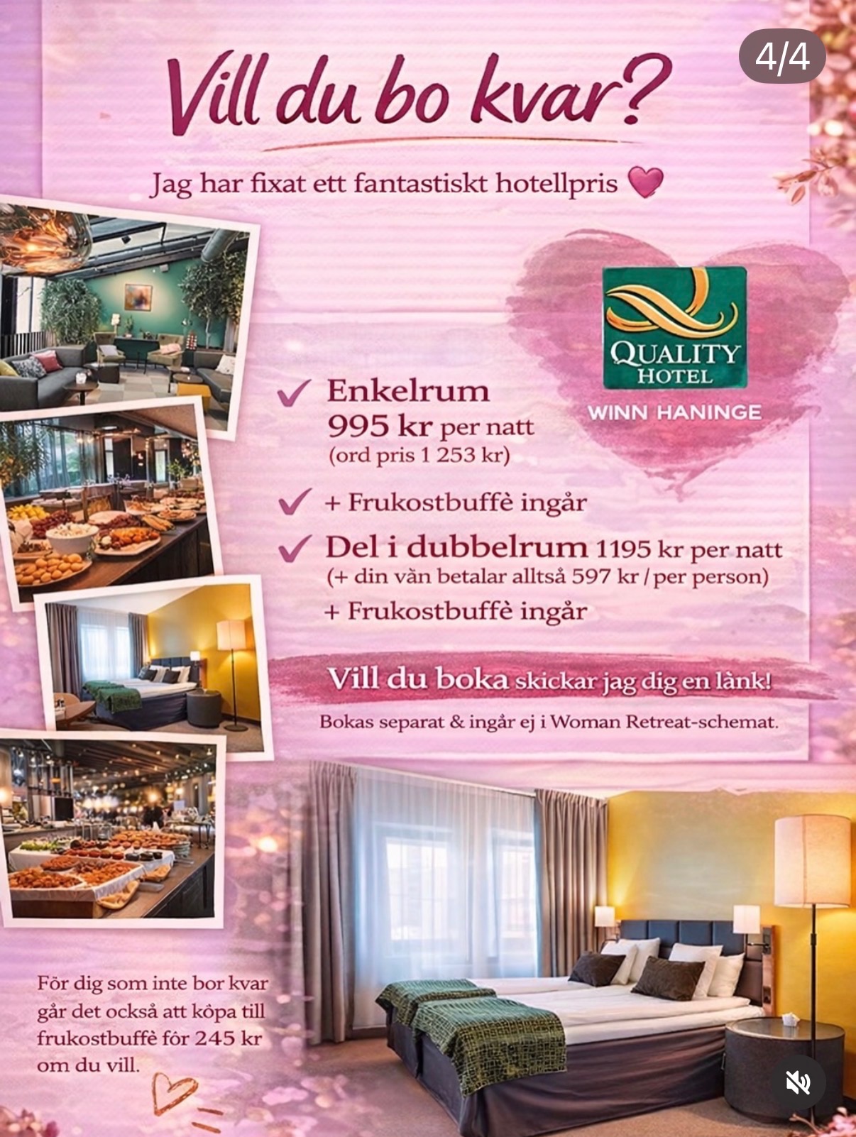 Woman Retreat – boende på Quality Hotel Winn Haninge